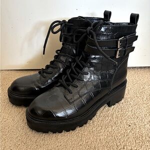 Marc Fisher LTD Barren 2 Embossed Leather Platform Combat Boot